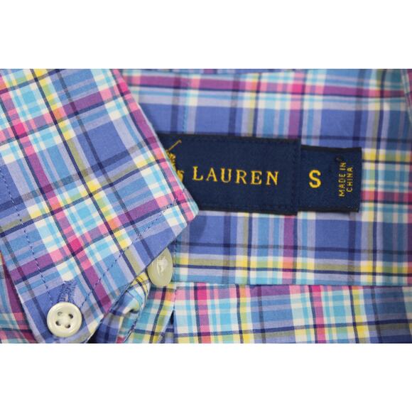Polo Ralph Lauren Dress Shirt Mens Small Multi Color Plaid Cotton Button Up - Picture 4 of 6